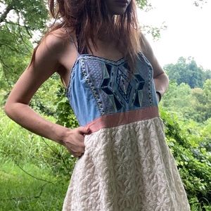 White Laced Mini Dress w/t Light Blue Top !